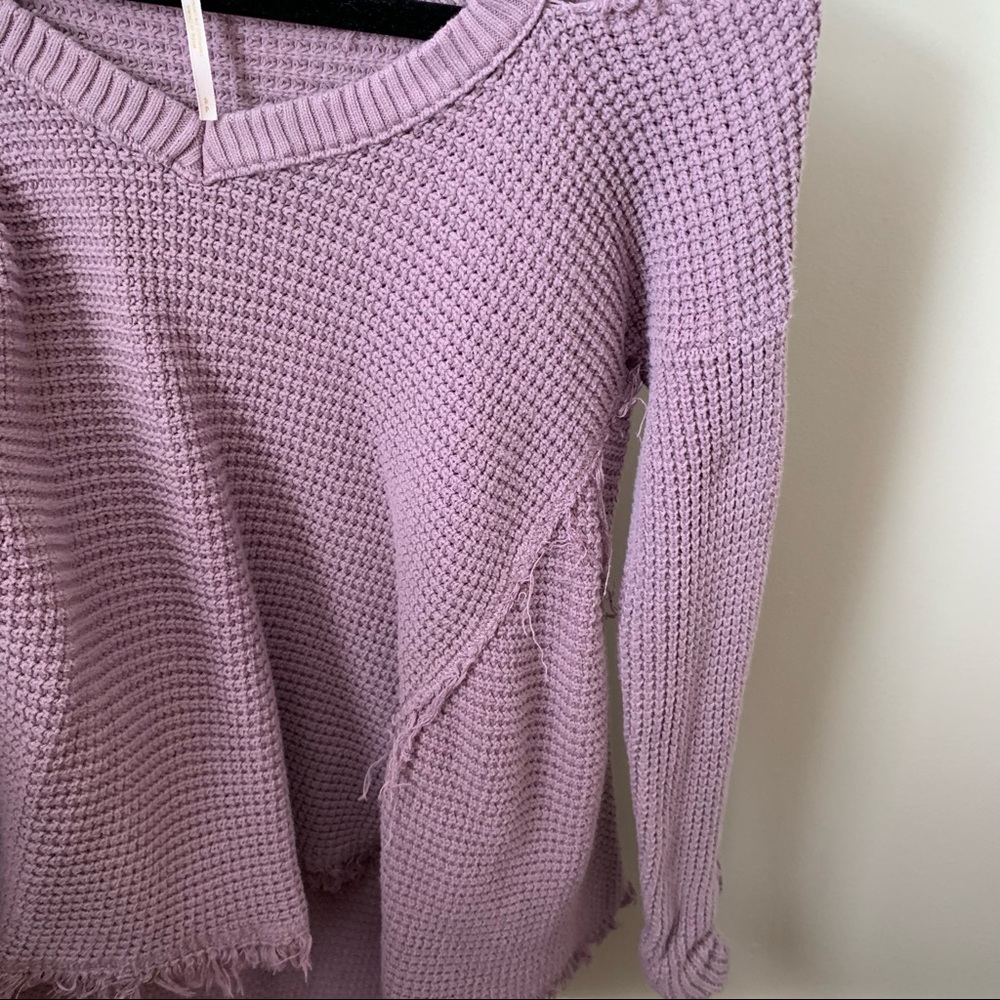 Free People Lavender Purple Moonshine Cold Shoulder Sweater - Picture 5 of 8